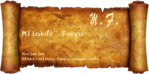 Mlinkó Fanni névjegykártya